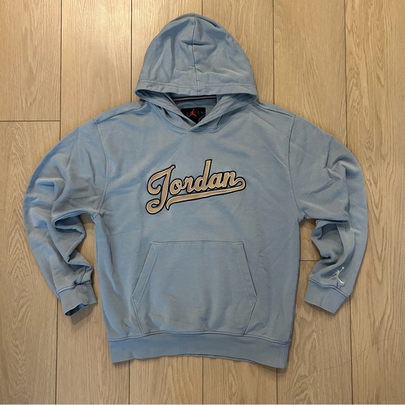 Jordan Flight MVP Men’s Fleece Pullover Size Small Blue Grey Hoodie - Picture 3 of 11